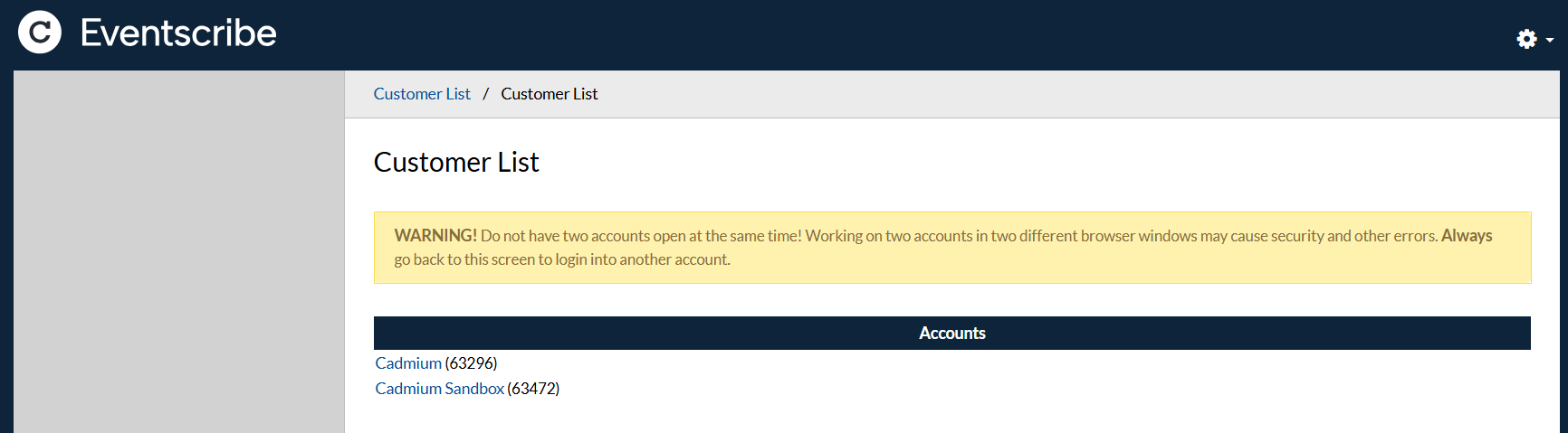 Registration Customer List.