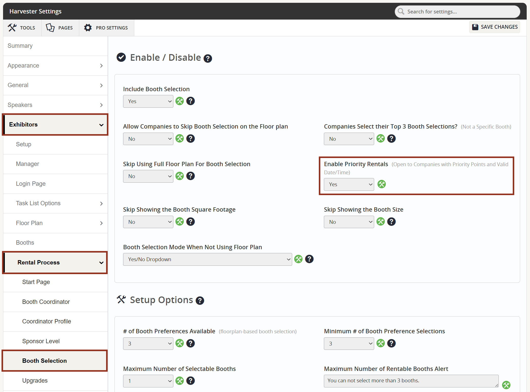 Image of the Enable Priority Rentals Setting.