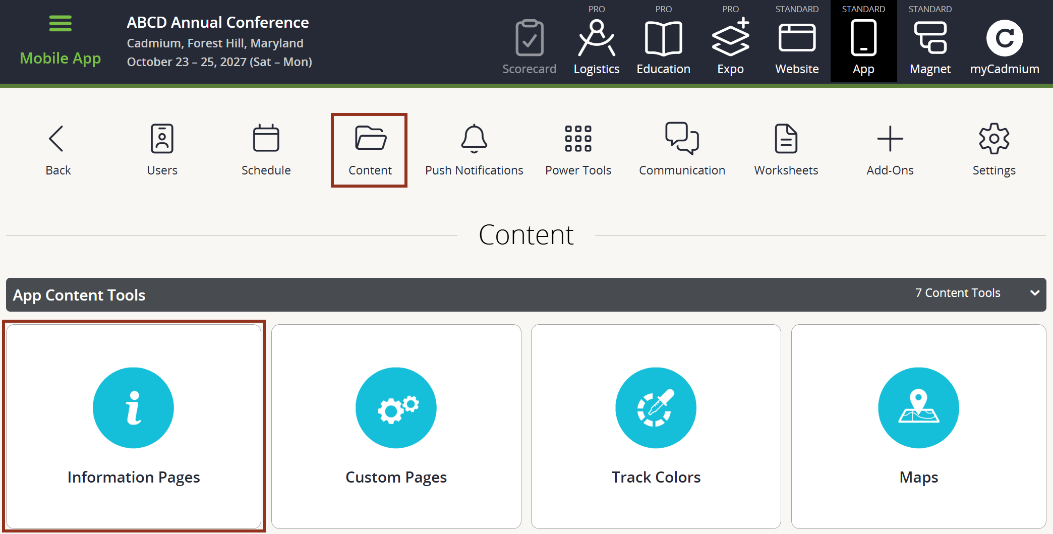 Image of the Content Page Information Pages Tile.