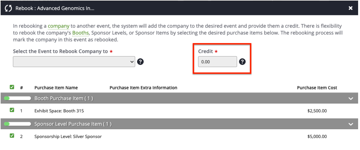 Assign a credit