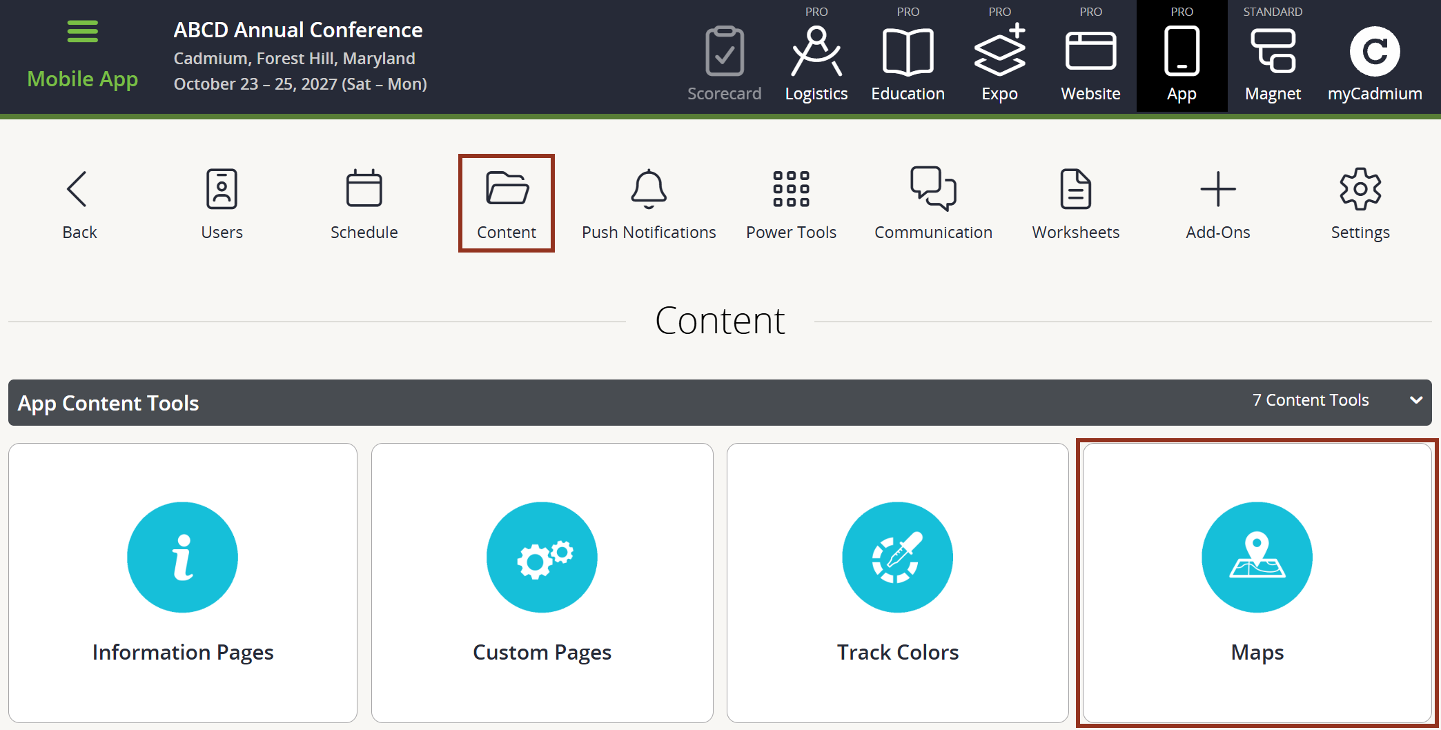 Image of the Content Page Maps Tile.