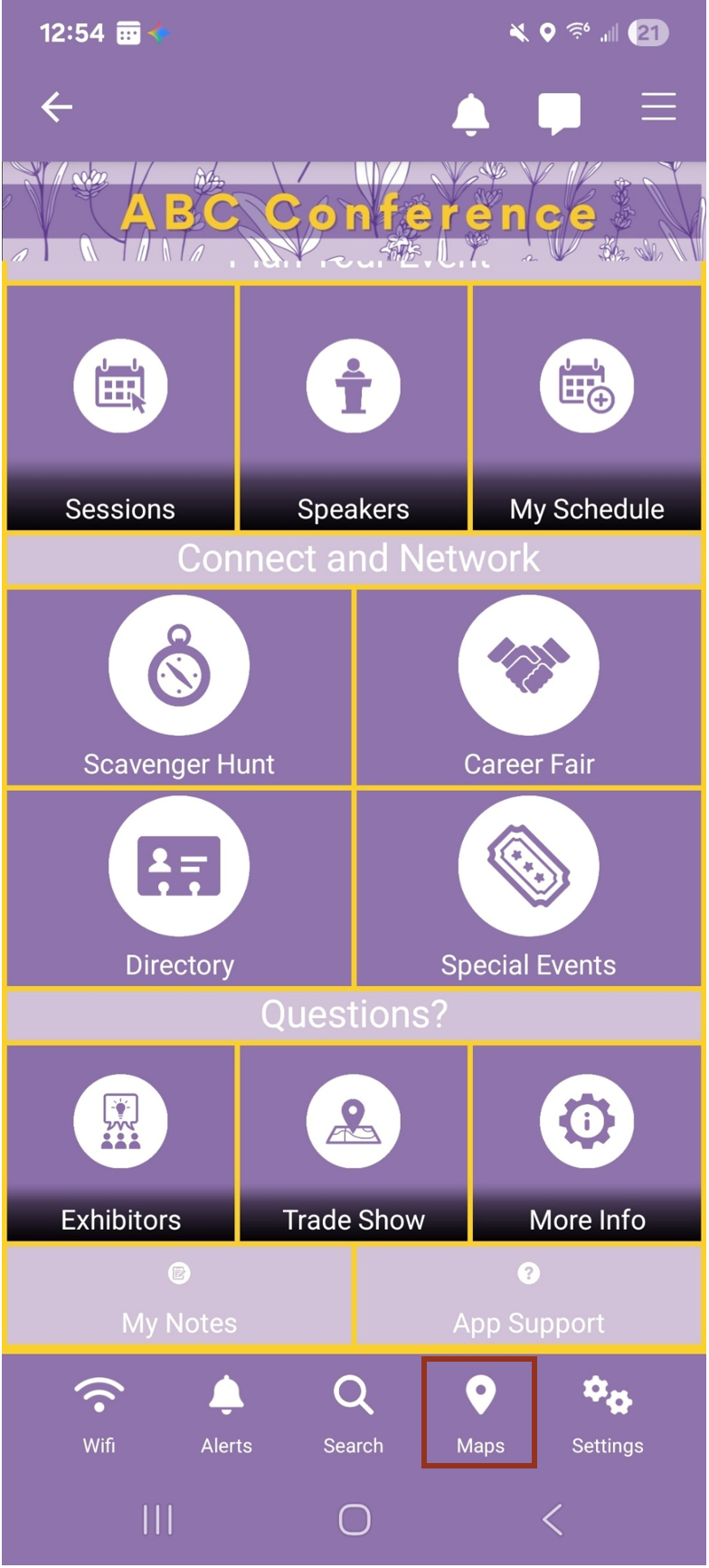 Map Menu Button in the App.