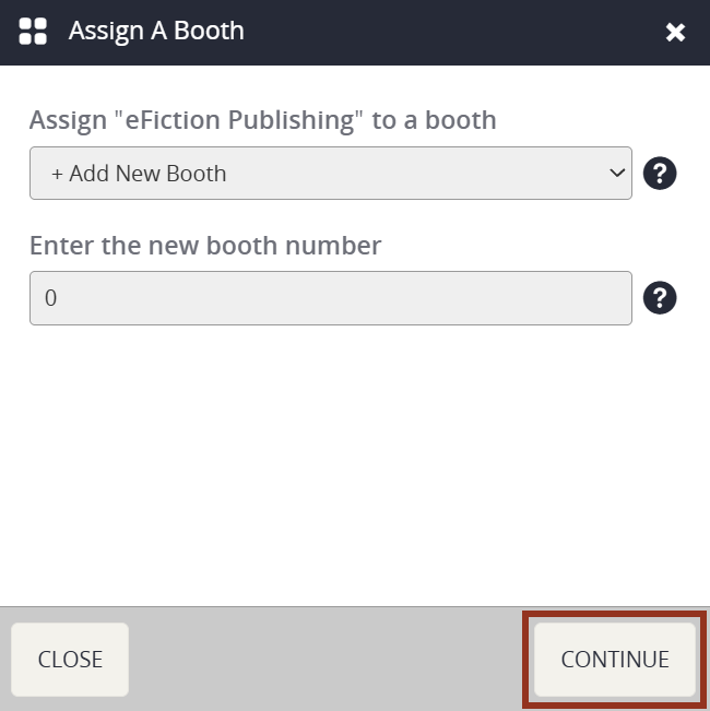 Image of the Assign A Booth Popup.