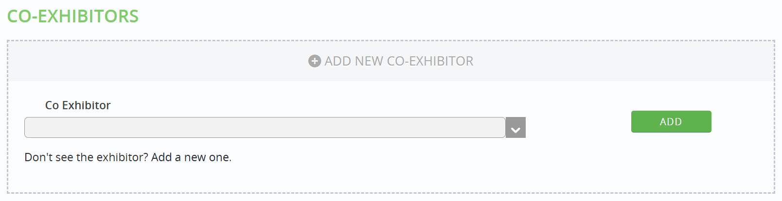 Image of the Co-Exhibitor Dropdown.