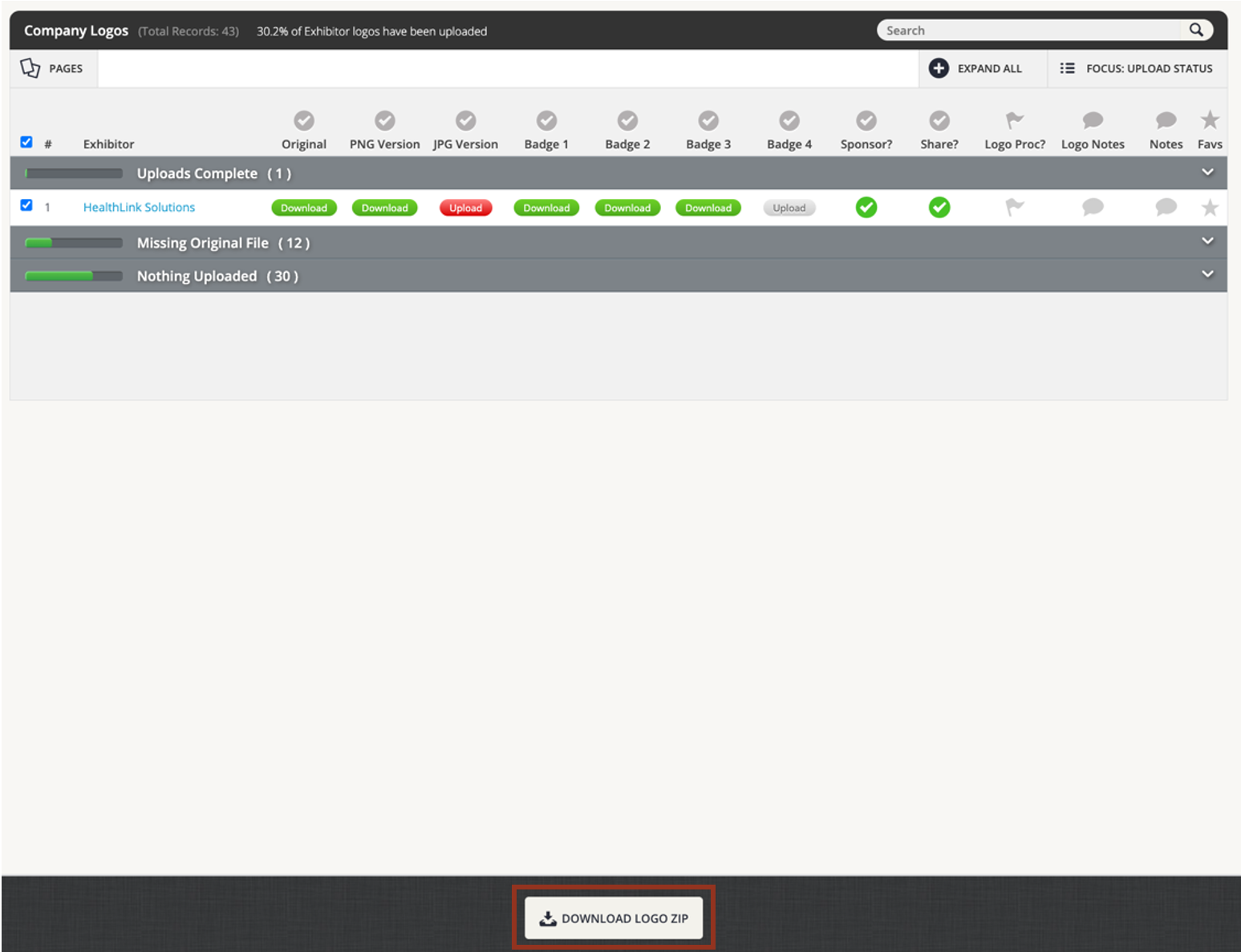 Image of the Download Zip Button.