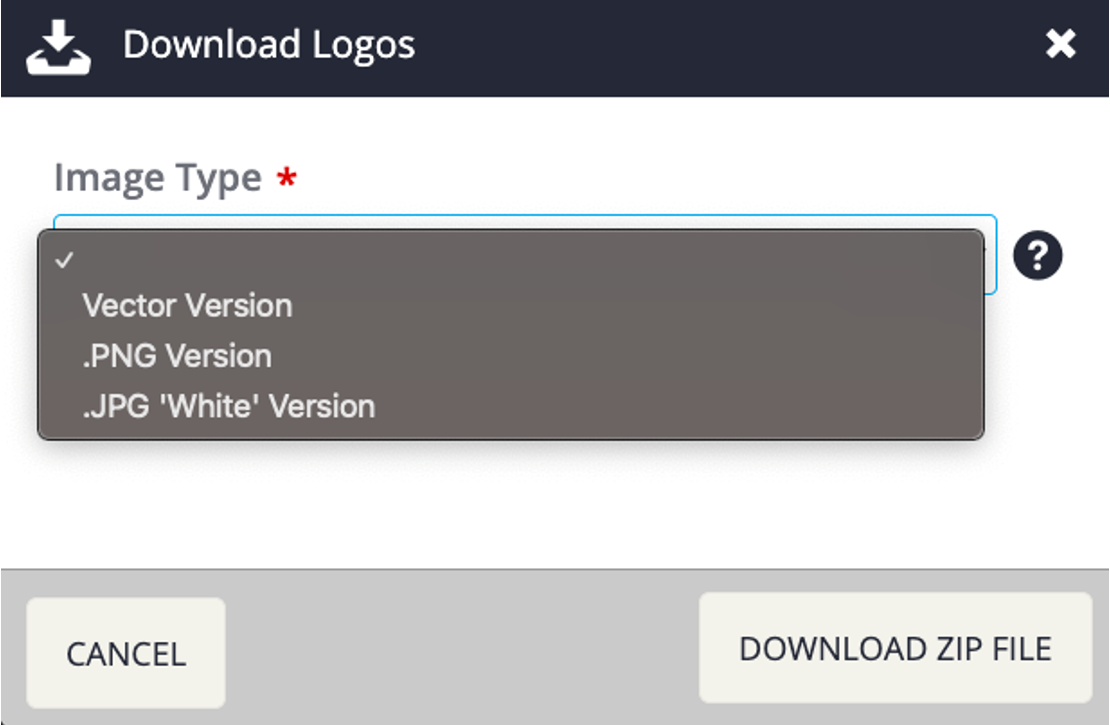 Image of the Download Logos Pop-up.