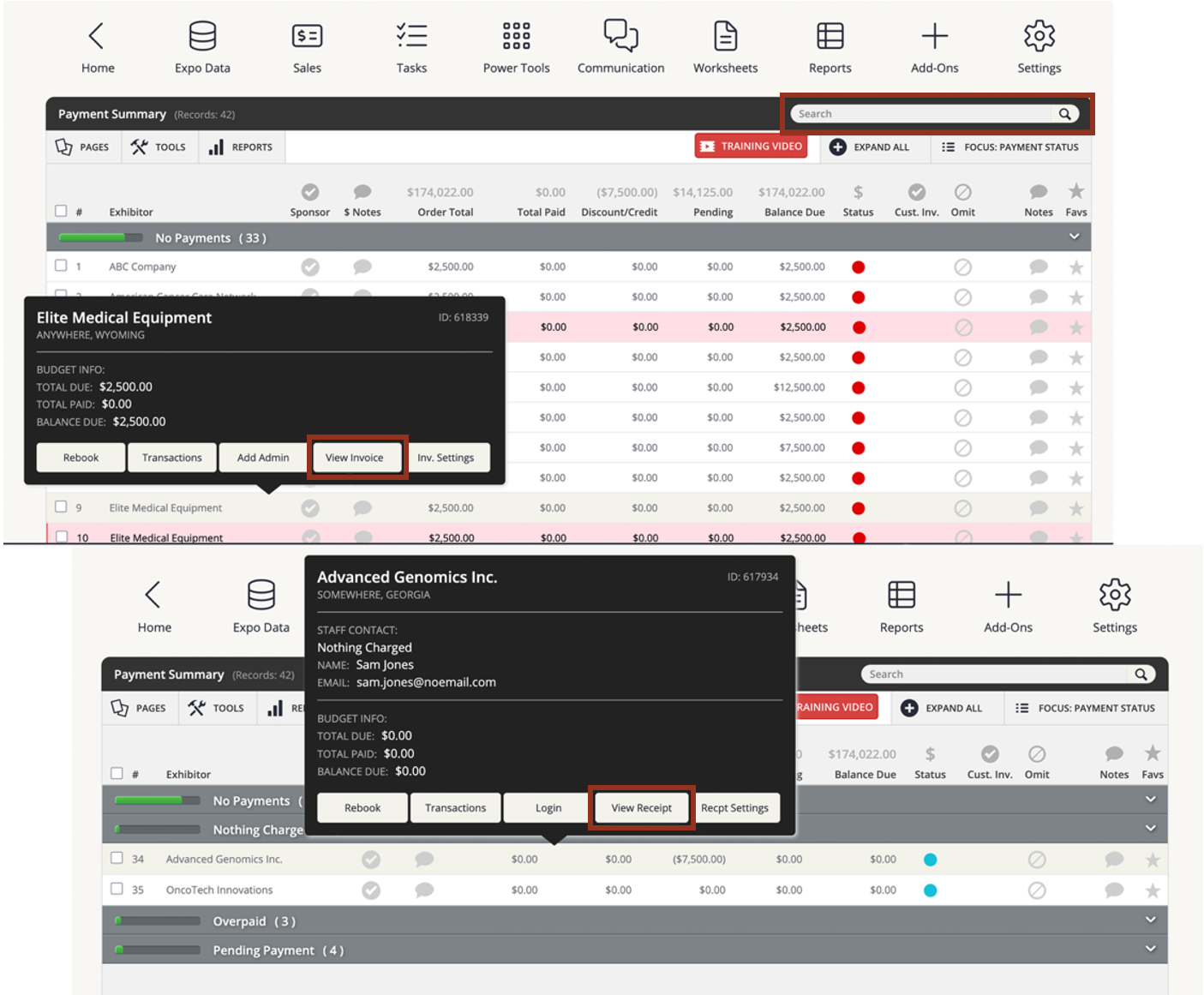 Image of the Payment Summary Page Popups.
