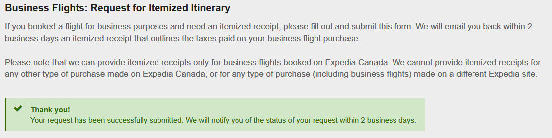 How To Obtain Expedia Business Flight Receipt With Tax Detail