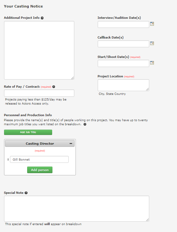 CASTING How to Post a Breakdown Breakdown Express / Actors Access