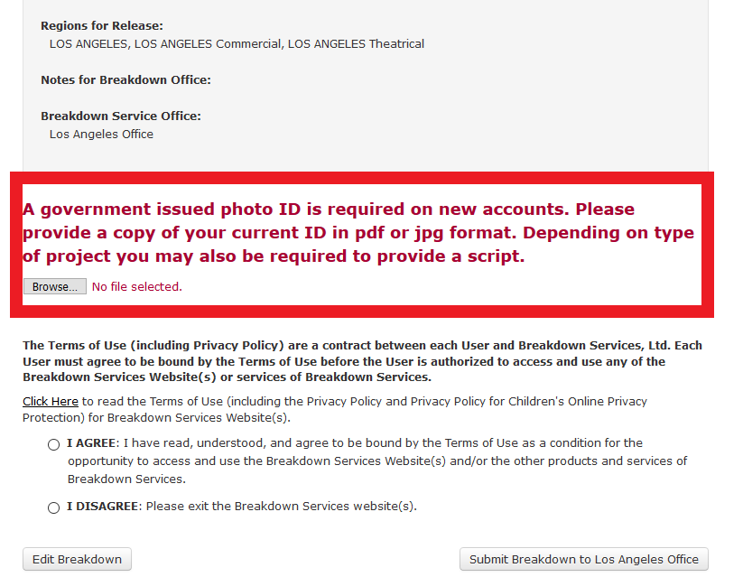 CASTING How to Post a Breakdown Breakdown Express / Actors Access