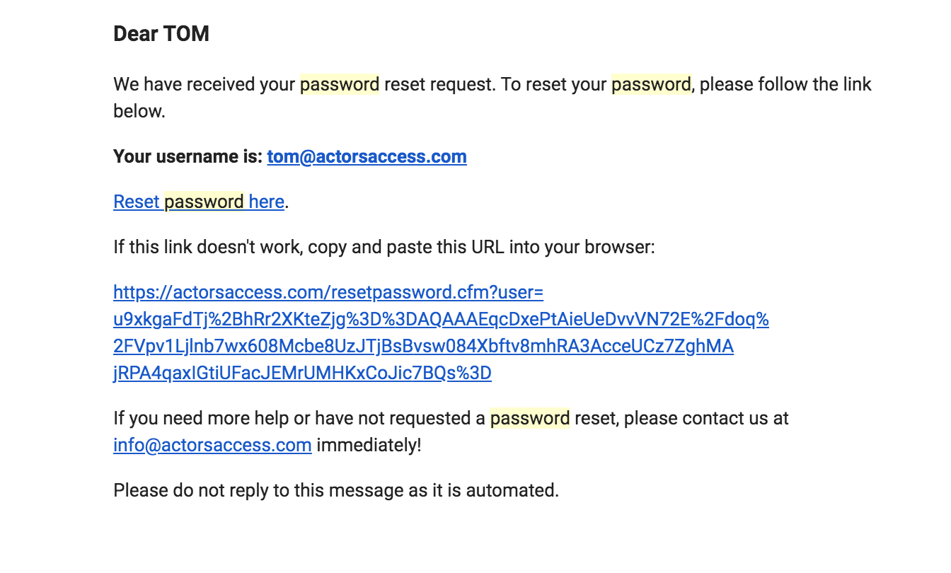 ACTORS Retrieving Login and Password Information Breakdown Express / Actors Access Solutions