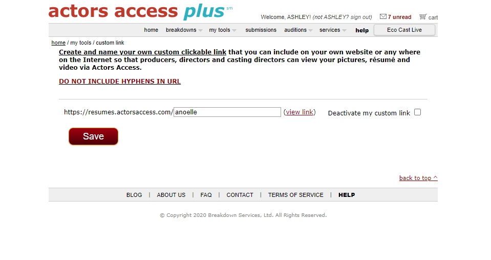 ACTORS Setting Up and Sharing Your Custom Link Breakdown Express