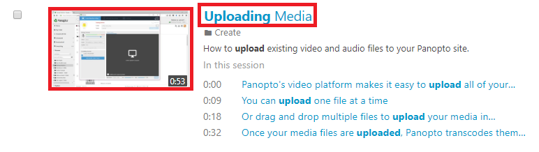 Video in the Video Library. The video title and thumbnail are both highlighted by a red box.