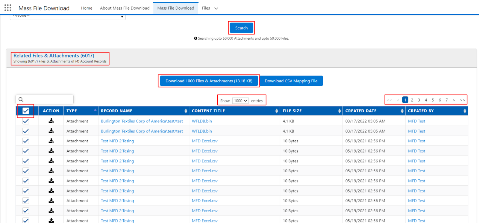 How many Files & Attachments can be downloaded in one click? Satrang