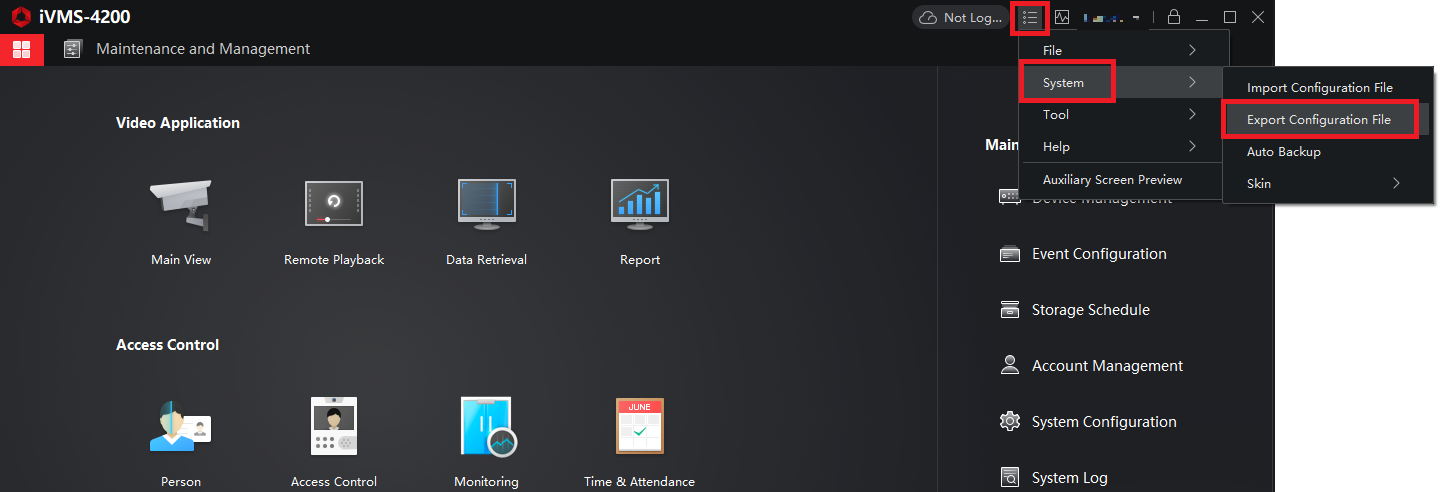 Where Do I Export A Configuration File backup For The IVMS 4200 Where Do I Export A Configuration File backup For The IVMS 4200