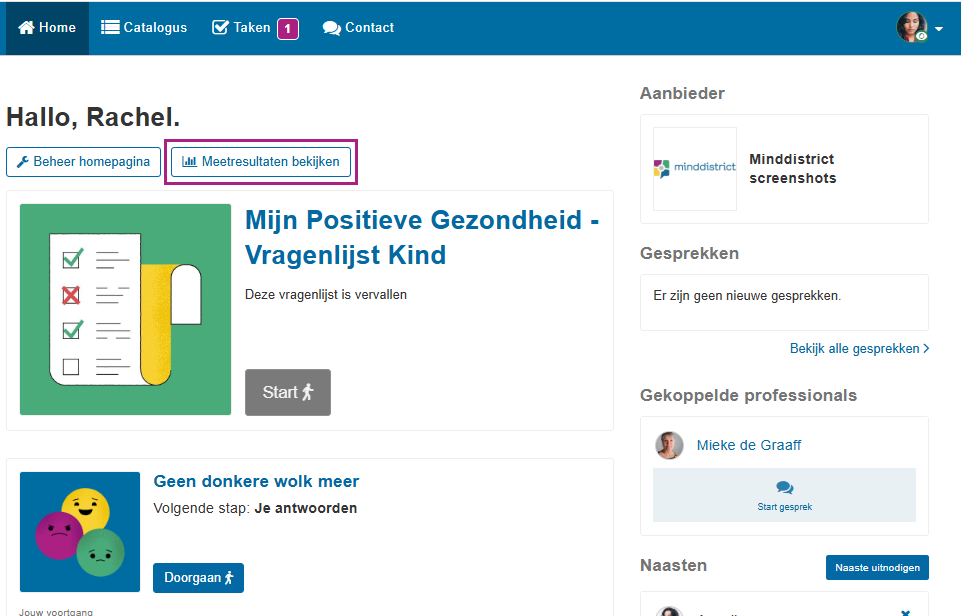 screenshot knop 'Meetresultaten bekijken'