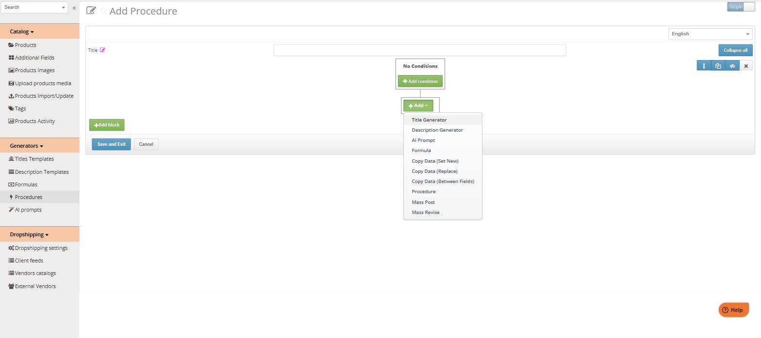 Add action menu