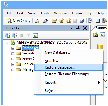 SQL Restore Database : InvestWell Helpdesk