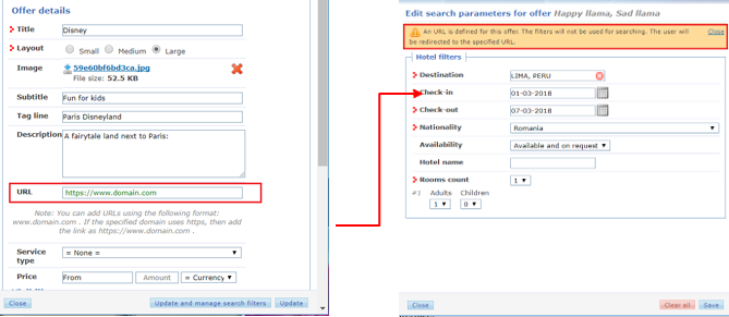 warning: URL is defined for this offer