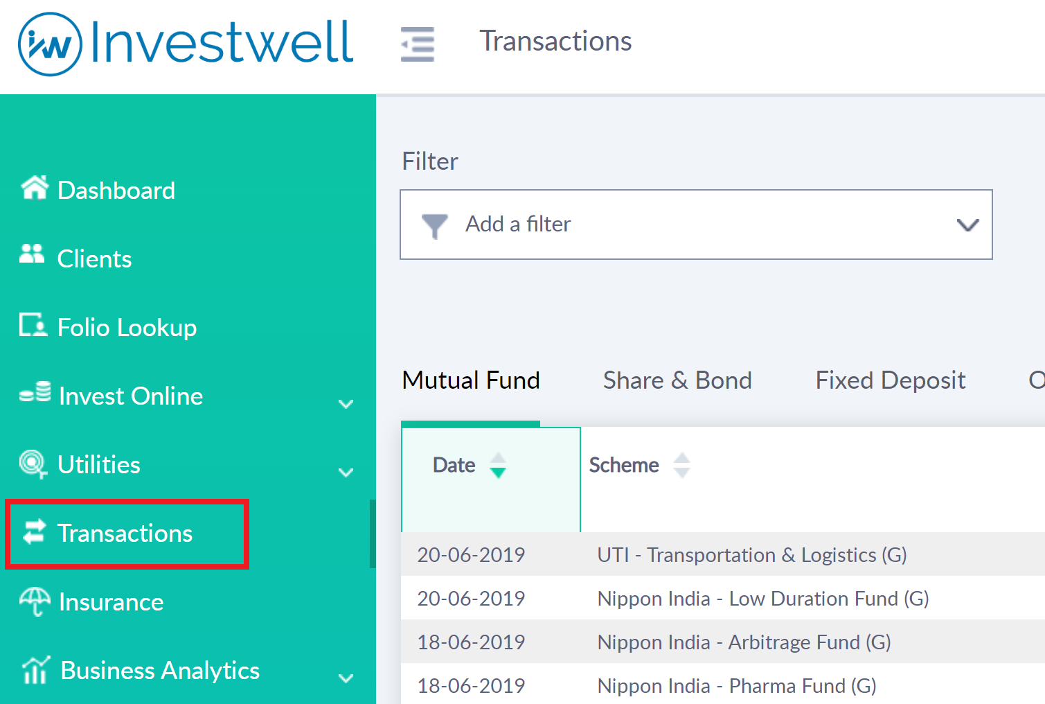 View all transactions in the system investwell helpdesk