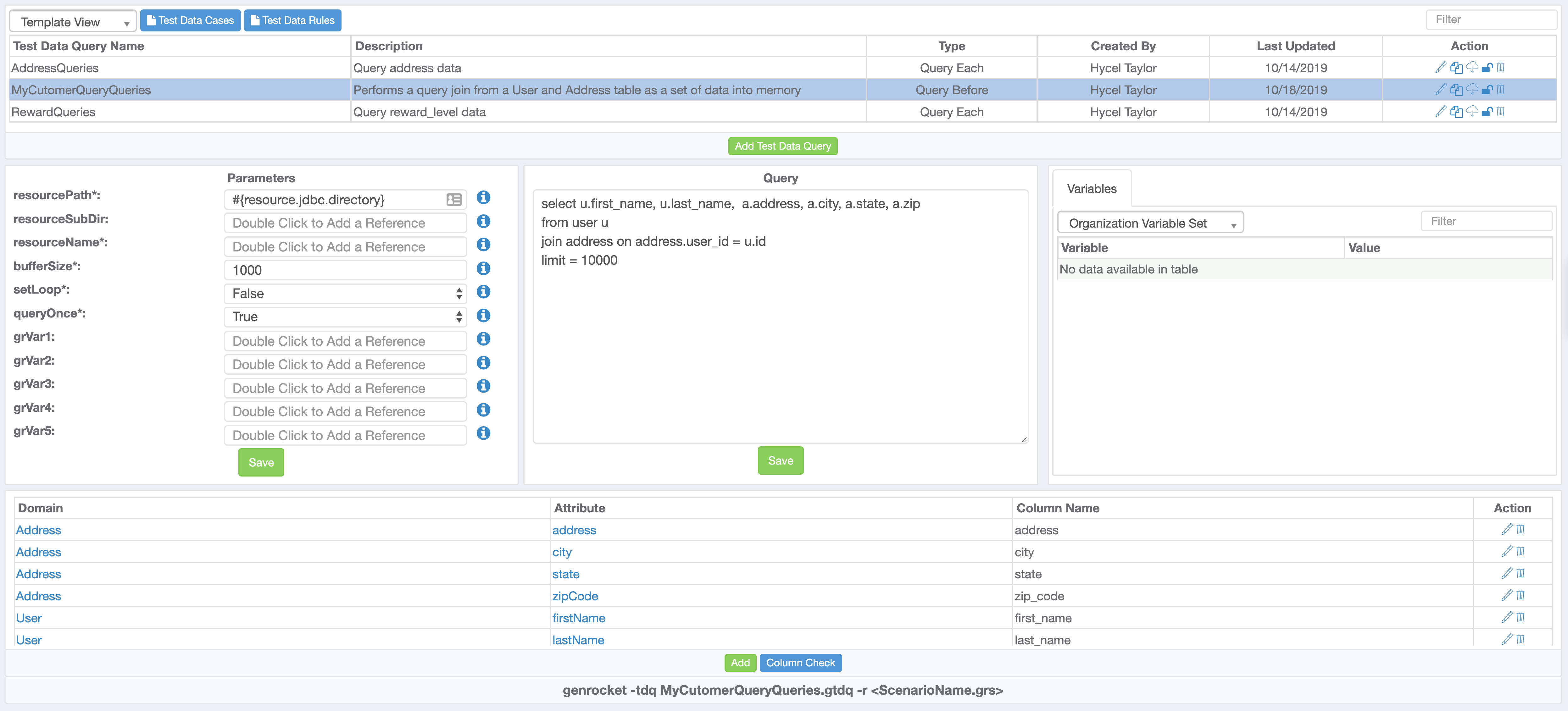 Test Data Queries Overview Support