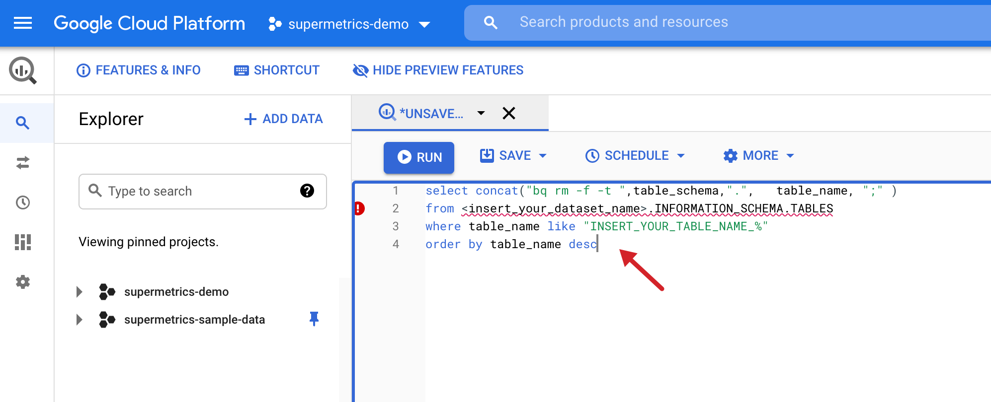 How to delete multiple BigQuery tables Supermetrics Support Forum