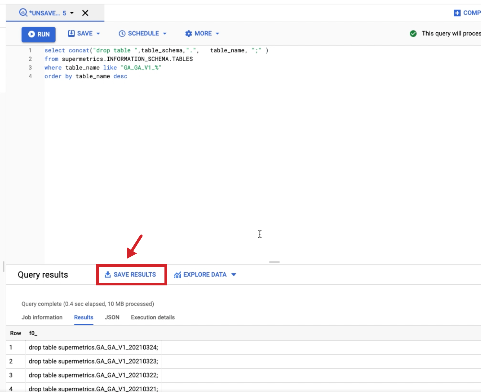 How to delete multiple BigQuery tables Supermetrics Support Forum