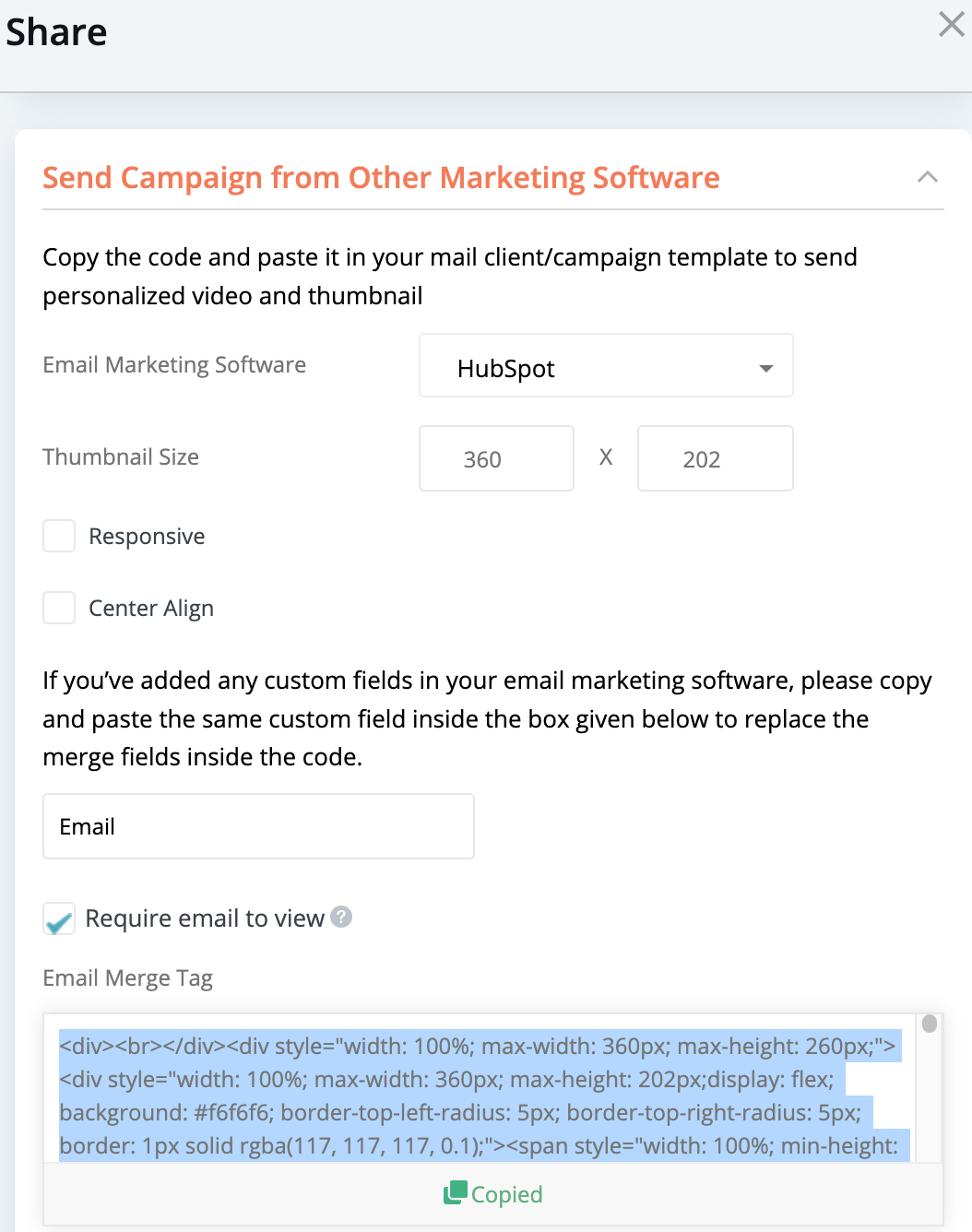 Send a video email campaign from HubSpot : Customer Support