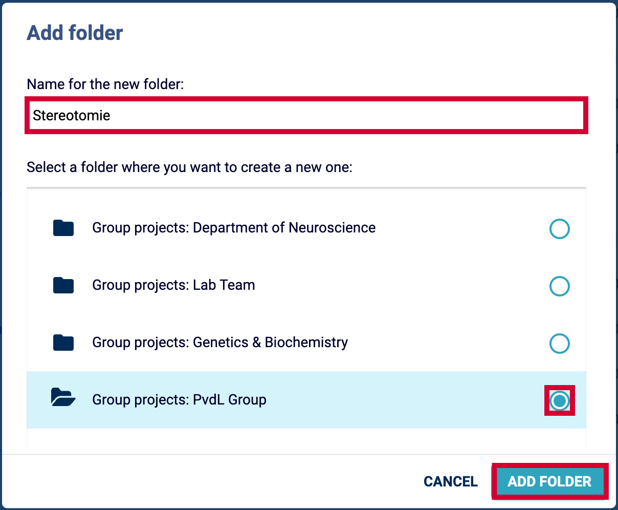 Creating project management folders howto Labforward