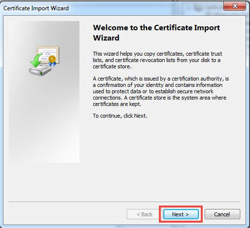 Installing the root certificate