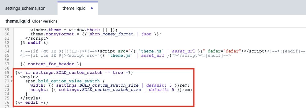 paste the code after content_for_header