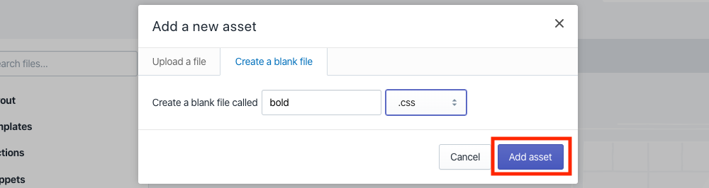 enter bold.css and select add asset