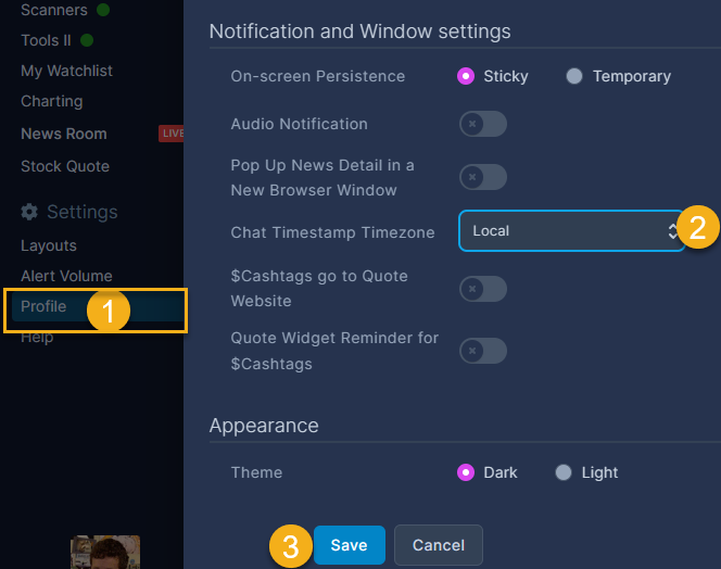 Personalize Your Chat Room Settings and Profile (Name and Picture