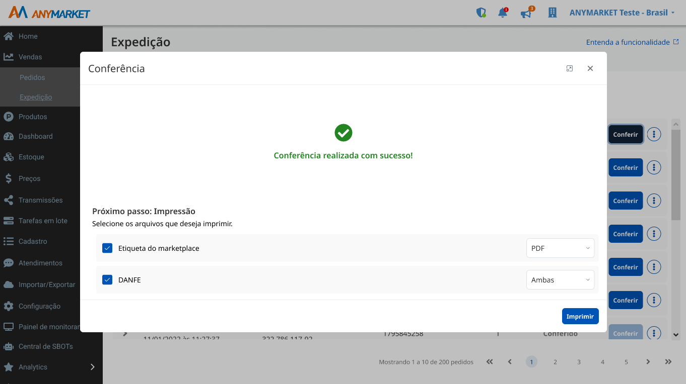 Impressão DANFE e Etiqueta