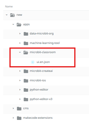 Screenshot of the Crowdin folder tree.