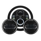 Harley 7" LED Black HALOMAKER® Headlight with Auxiliary Passing Lamps from HOGWORKZ