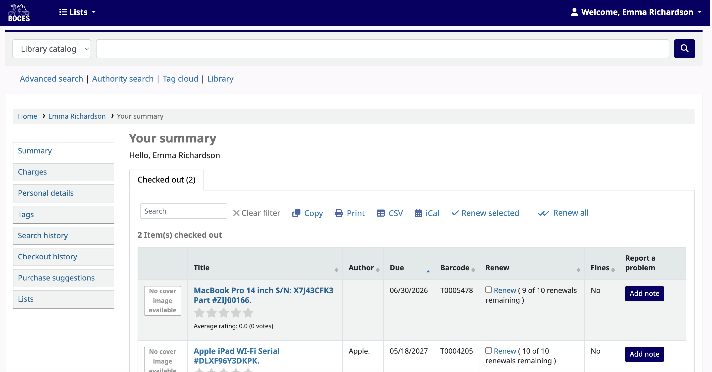 Screenshot of Media Center home page