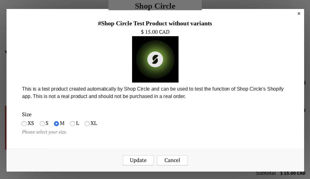 PO edit in cart pop up