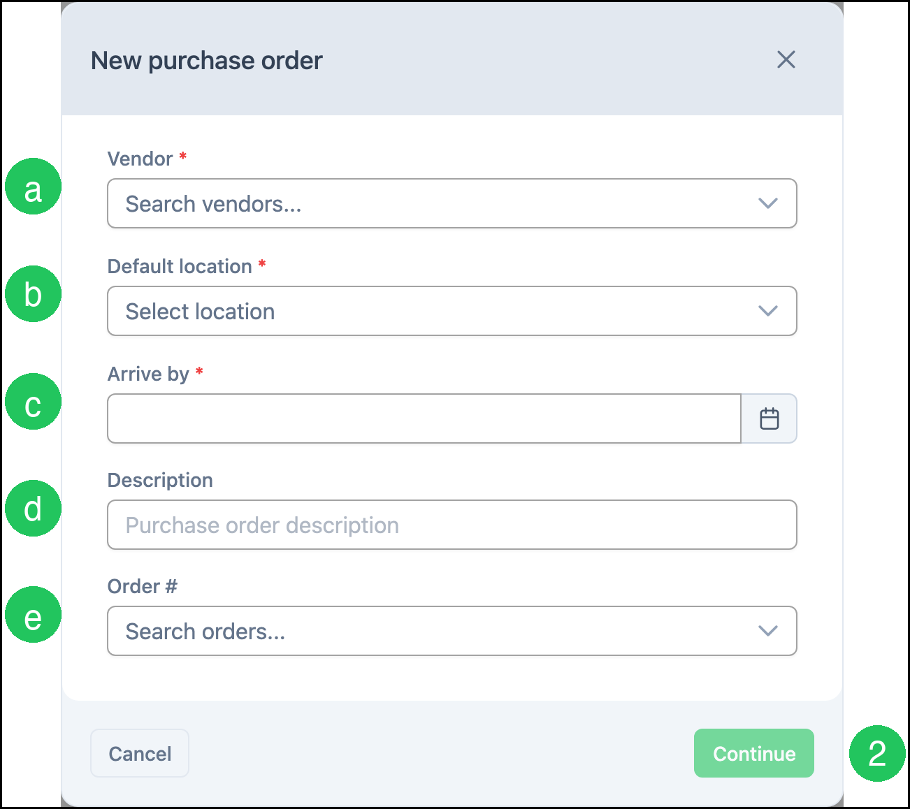 New purchase order dialog