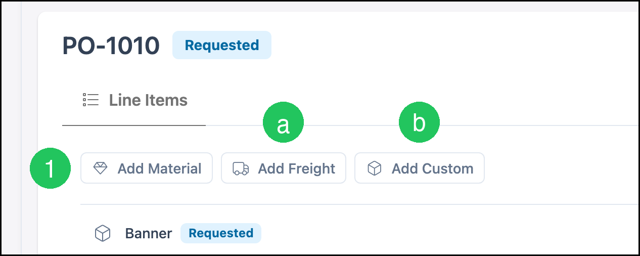 Purchase Order Add Material Freight and Custom