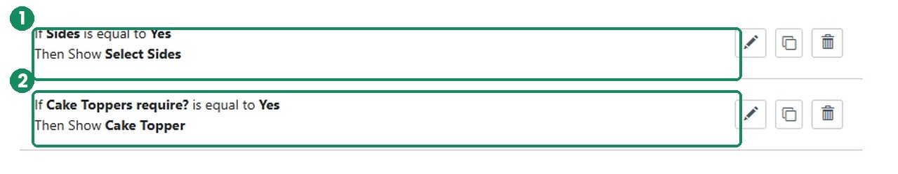 Two saved conditions listed in plain English