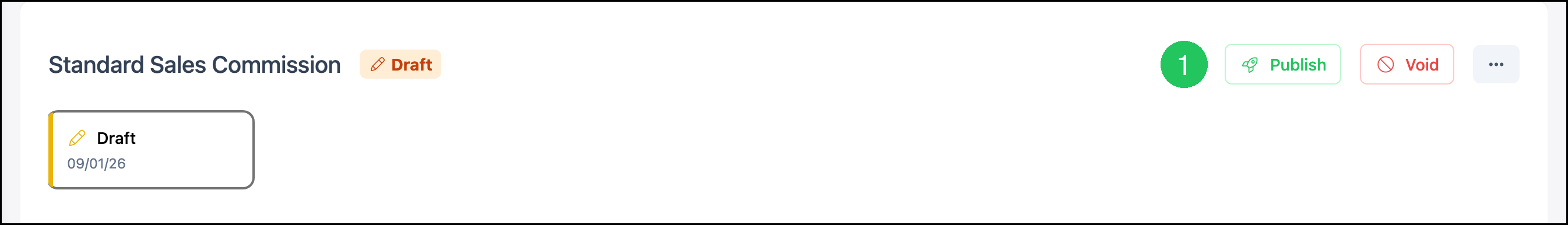 Commission group header with badge 1 on Publish