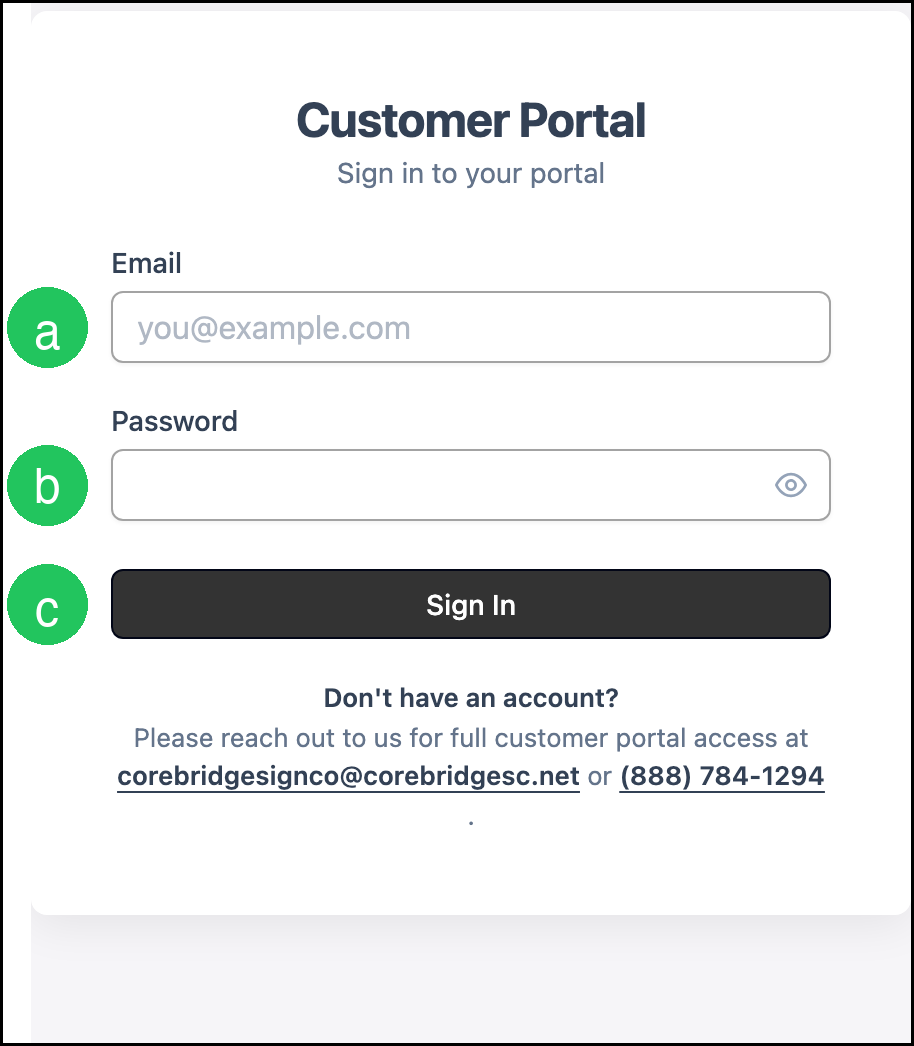 Customer Portal sign in