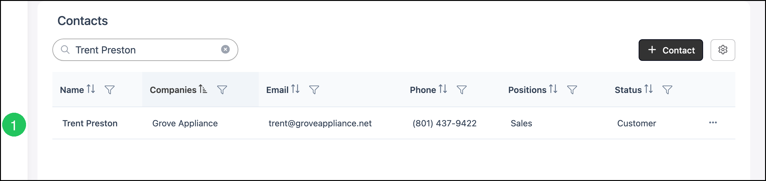Select a Contact on the Contacts screen