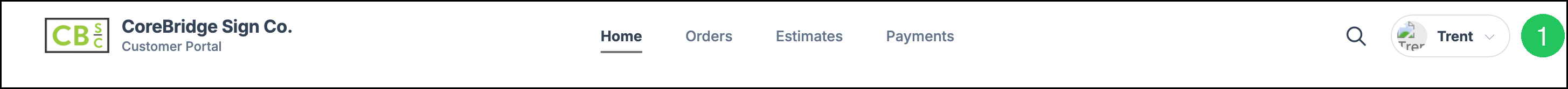 Contact name in the Customer Portal header