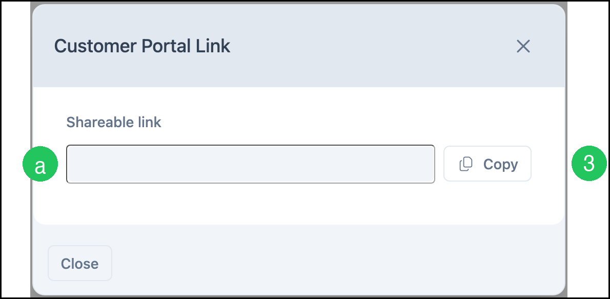 Customer Portal Link dialog