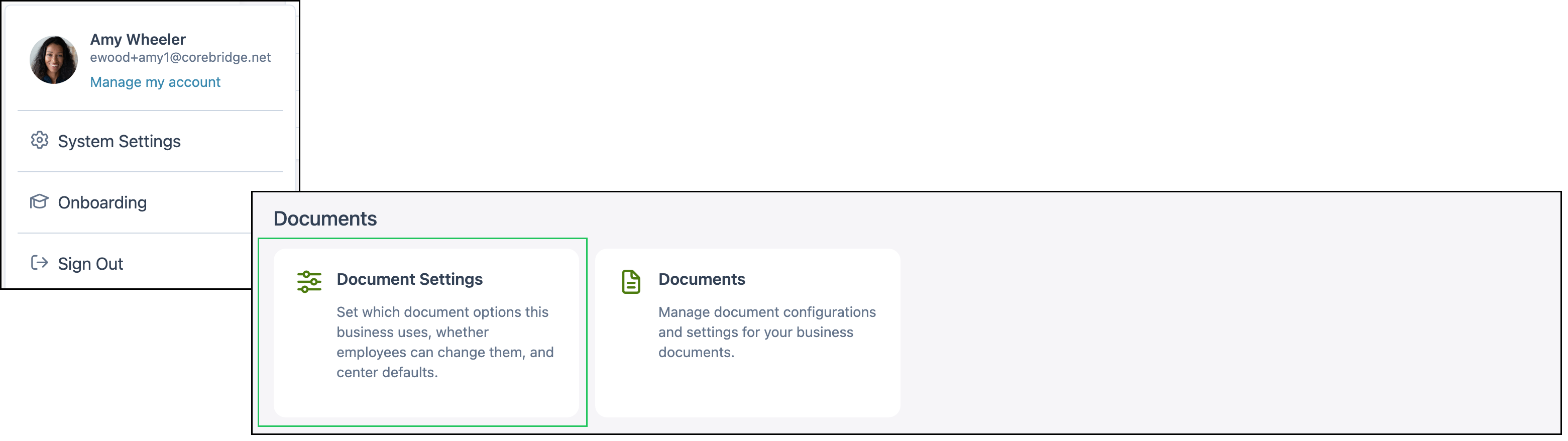 System Settings path to Document Settings in the Documents section