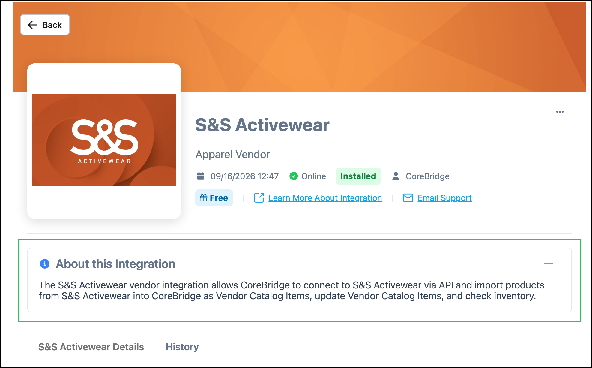 About this Integration on the S&S Activewear screen