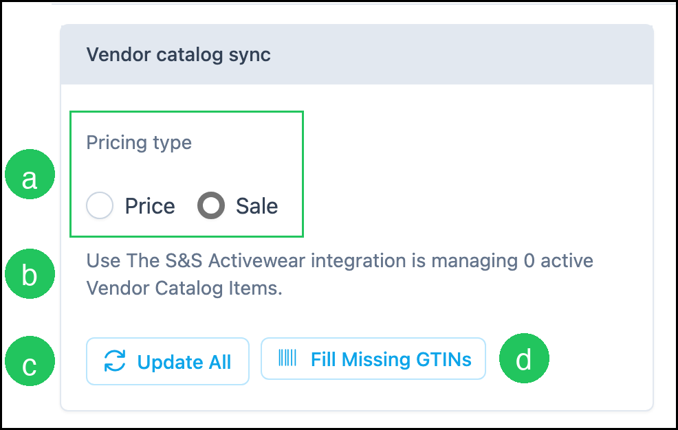 Vendor catalog sync on S&S Activewear Details