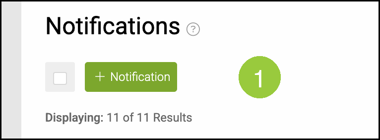 Notifications list with badge 1 on + Notification